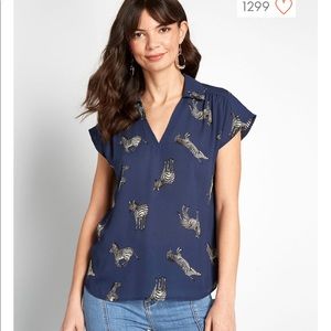 Modcloth Zebra Blouse XL